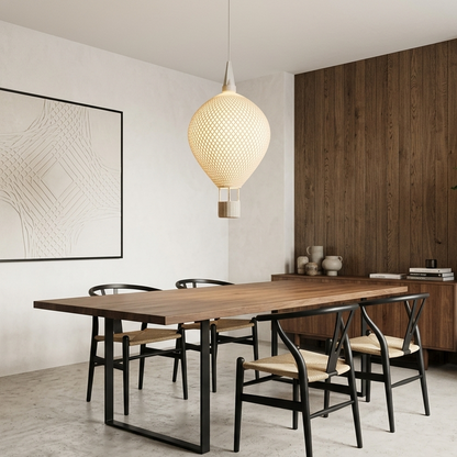 Ovarana Chandni pendant lamp hanging above a dining table